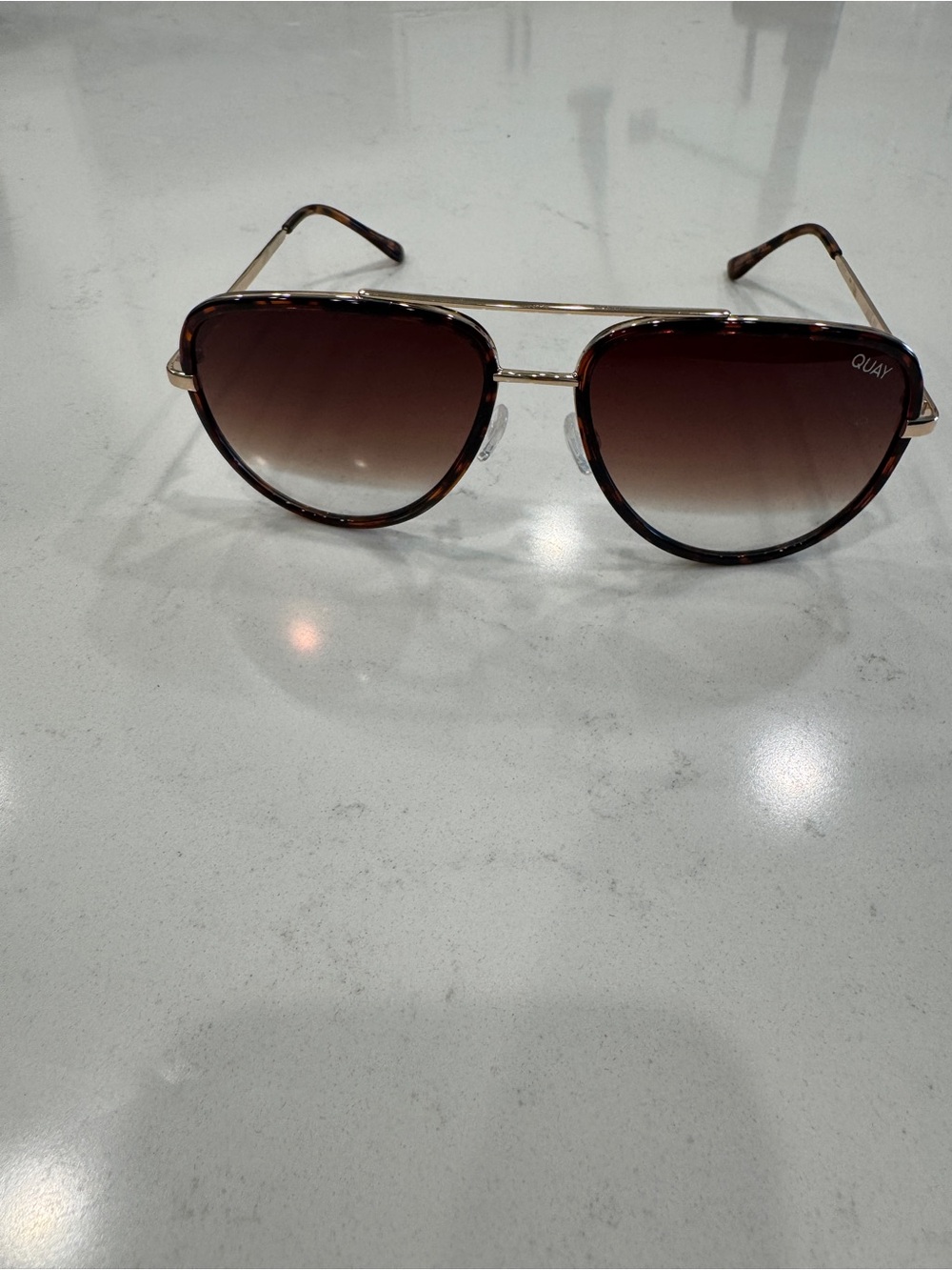 Quay Australia Tortoiseshell Aviator Sunglasses with Brown Gradient Lenses - Picture 4 of 4